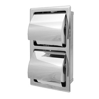 Twin Toilet Roll Holder Recessed Vertical S'Steel T6608