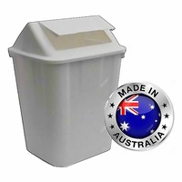 White Tidy Bin 32L Swinging Lid, Commercial Grade