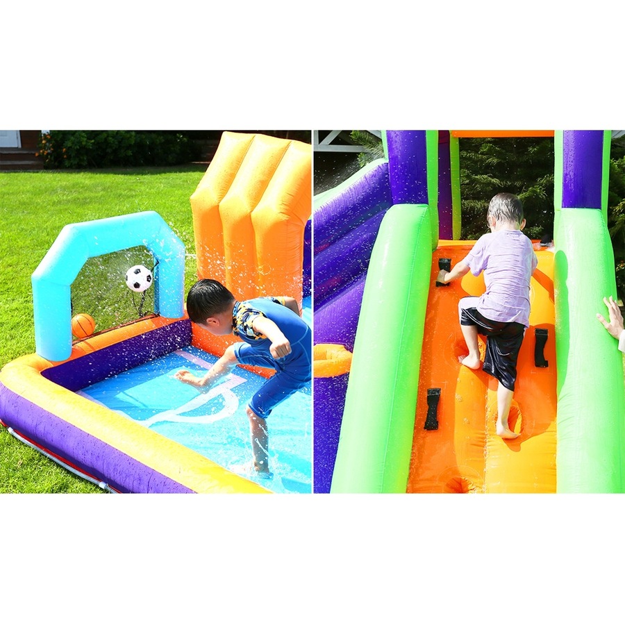 360X420CM AirMyFun Inflatable Castle Water 2.9m Water Slide Park Climbing Sprinkle Bounce House Outdoor Play Pool Xmas Gift