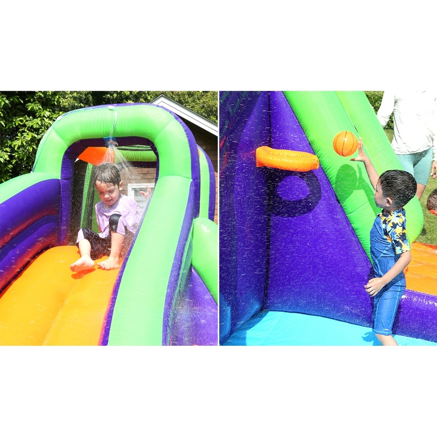 360X420CM AirMyFun Inflatable Castle Water 2.9m Water Slide Park Climbing Sprinkle Bounce House Outdoor Play Pool Xmas Gift
