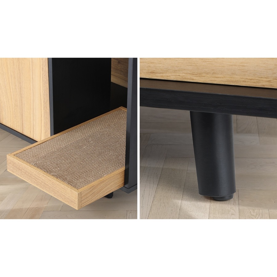Alopet Cat Litter Box Enclosure 3in1 Sideboard Wood Storage Cabinet Hidden Cat House Home Furniture w/Scratching Pad