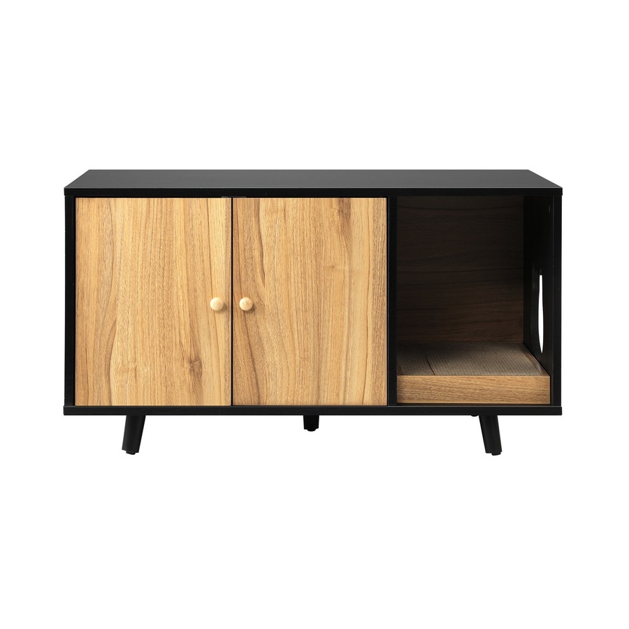 Alopet Cat Litter Box Enclosure 3in1 Sideboard Wood Storage Cabinet Hidden Cat House Home Furniture w/Scratching Pad