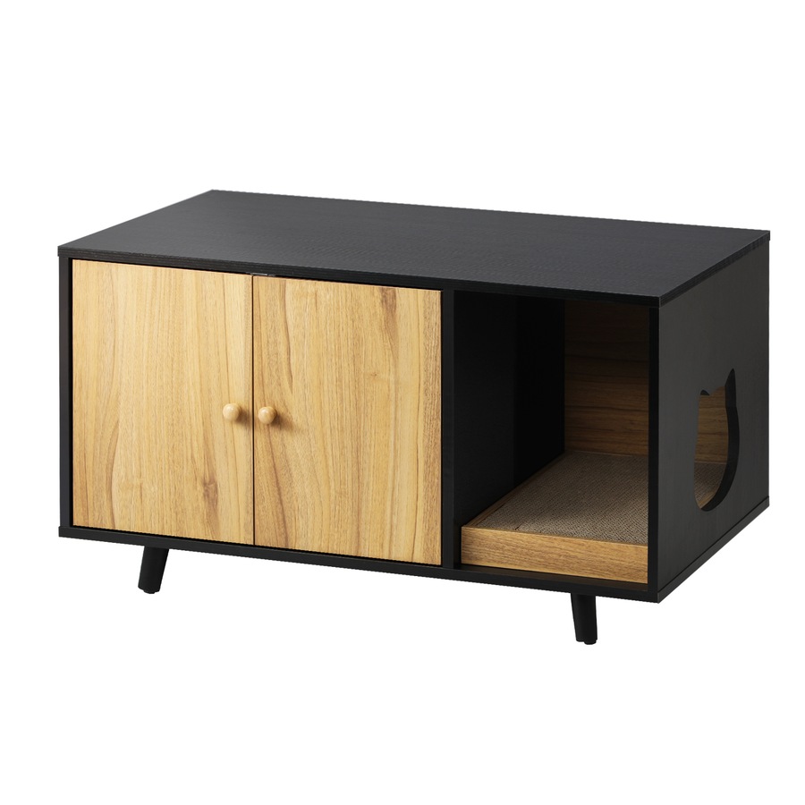 Alopet Cat Litter Box Enclosure 3in1 Sideboard Wood Storage Cabinet Hidden Cat House Home Furniture w/Scratching Pad