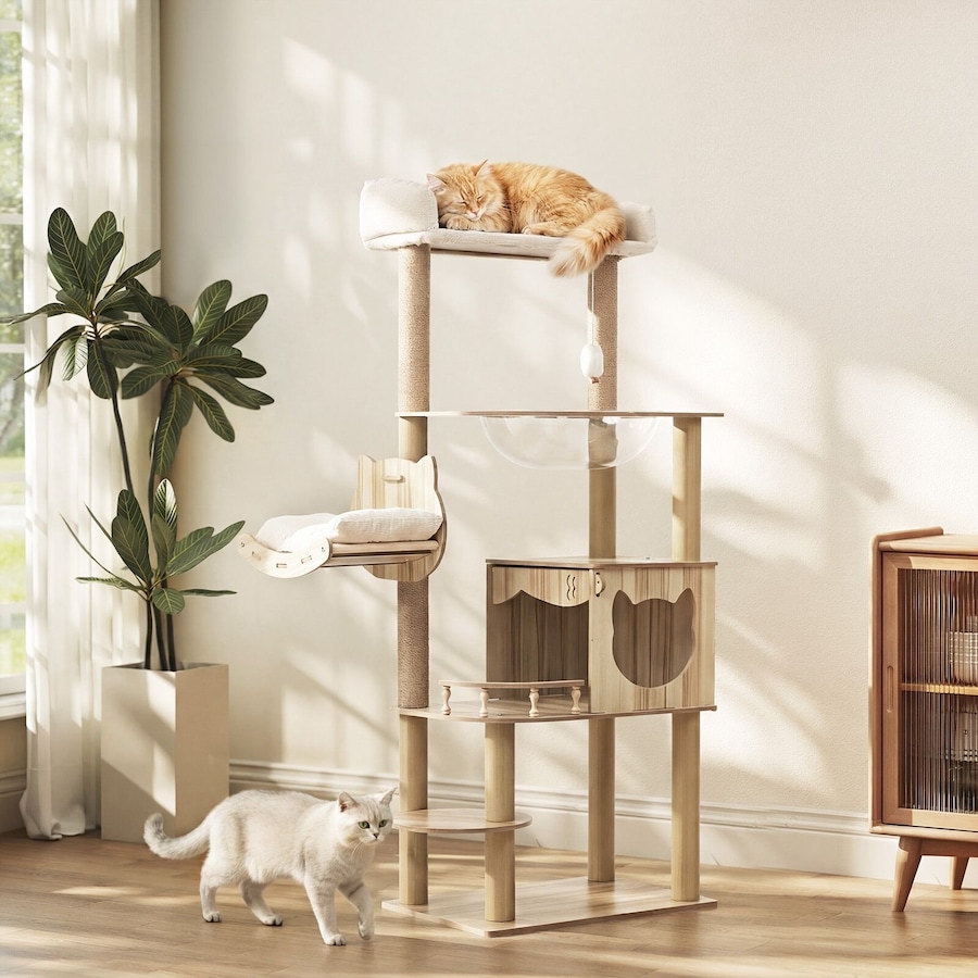 Alopet Cat Tree Tower Scratching Post Scratcher Cats Condo House Bed Wood 150cm