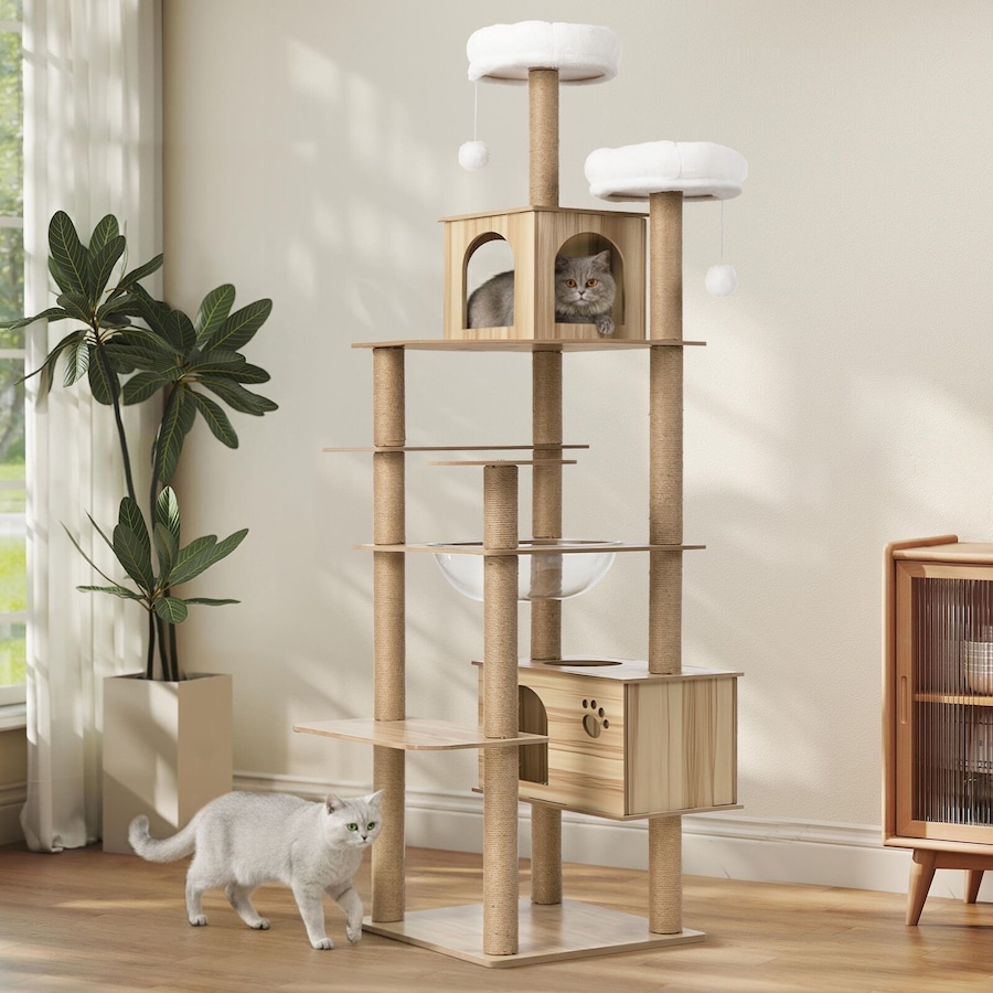 Alopet Cat Tree Tower Scratching Post Scratcher Cats Condo House Bed Wood 186cm