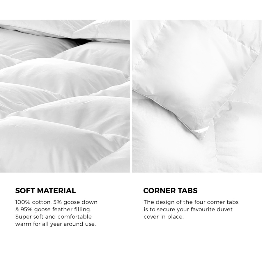 Bedra Goose Down Feather Quilt 500GSM Duvet Doona Blanket Super King