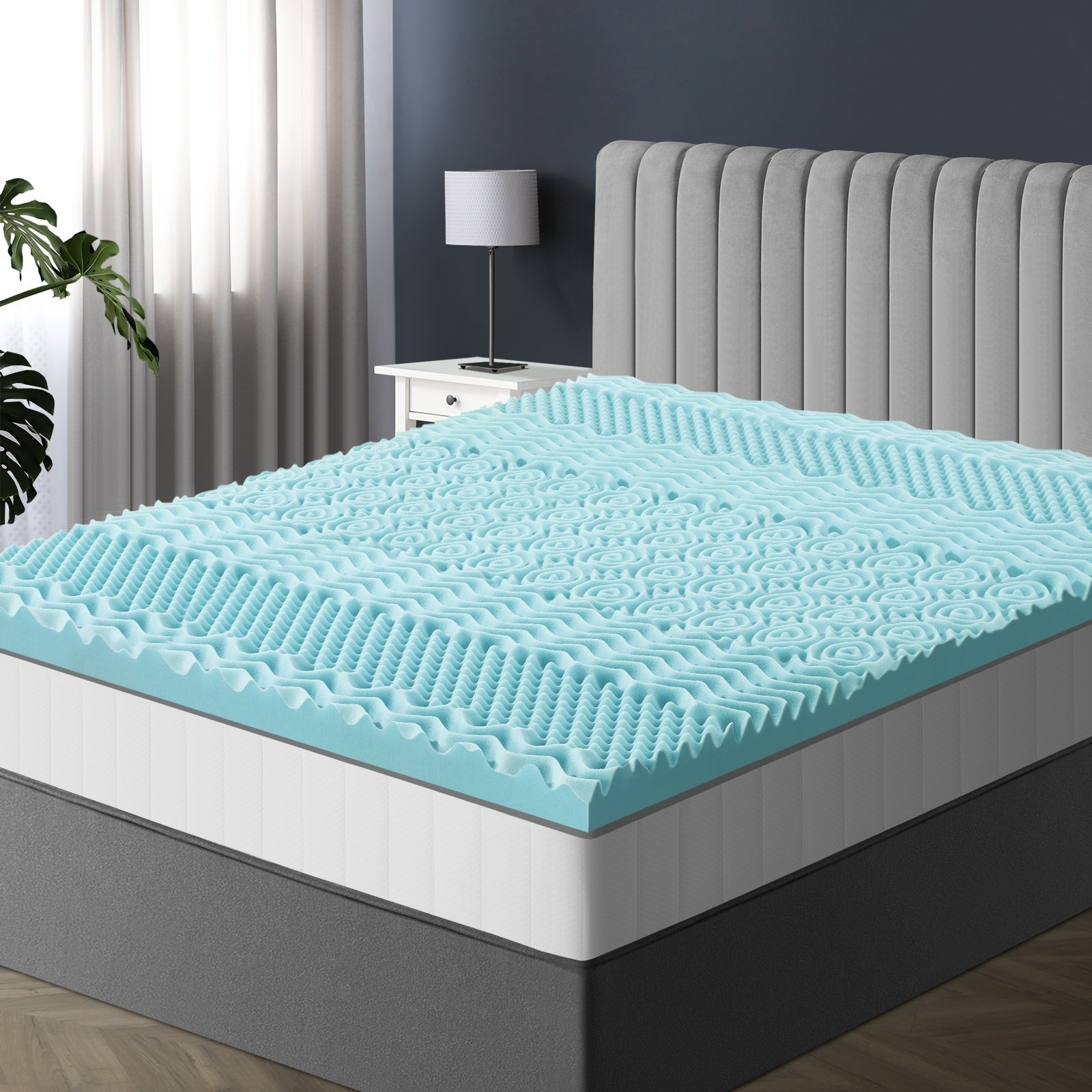 Bedra Double Memory Foam Mattress Topper Cool Gel Bed Bamboo Cover 7-Zone 8CM