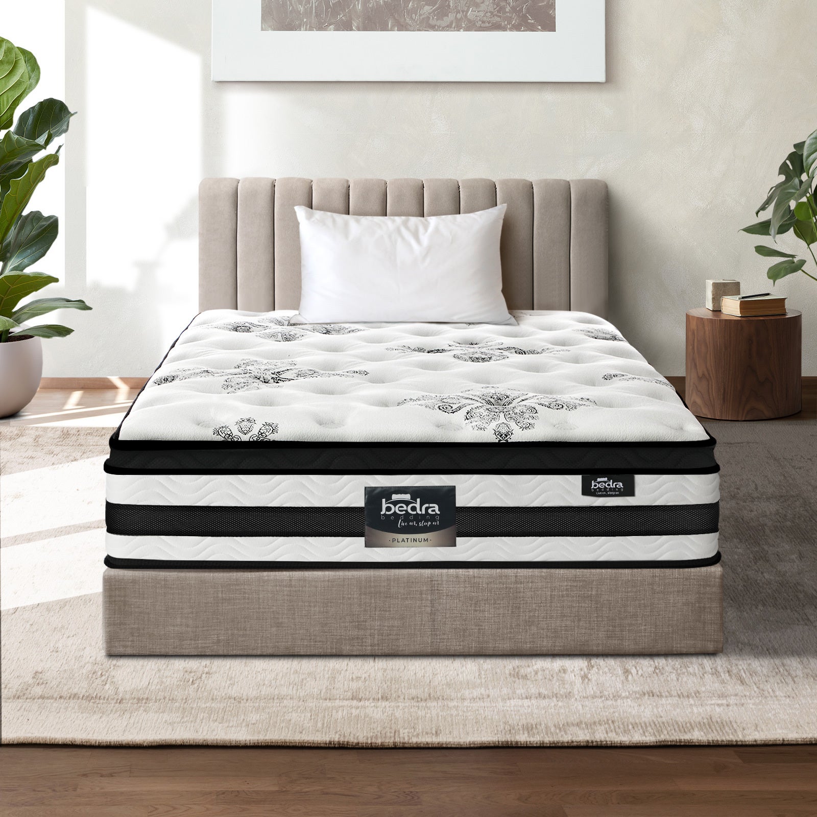 Bedra Single Mattress Spring Latex Euro Top Cool Gel Foam Luxury Bed Medium Firm