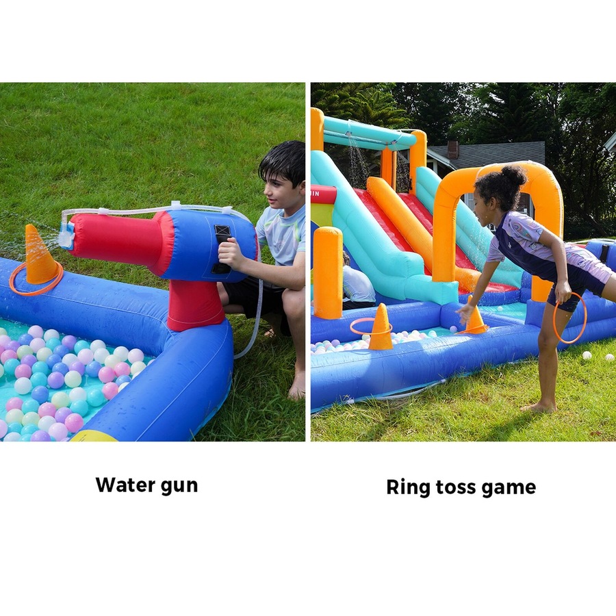 Doctor Dolphin Inflatable Water Park Bounce Castle Kids Pools House Dual Slides Blower