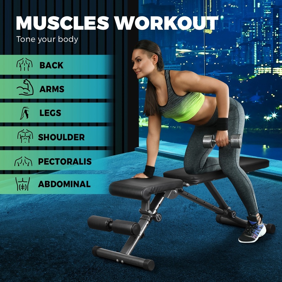 Finex Weight Bench FID Bench Dumbbell Flat Incline Decline Press Home Gym Fitness