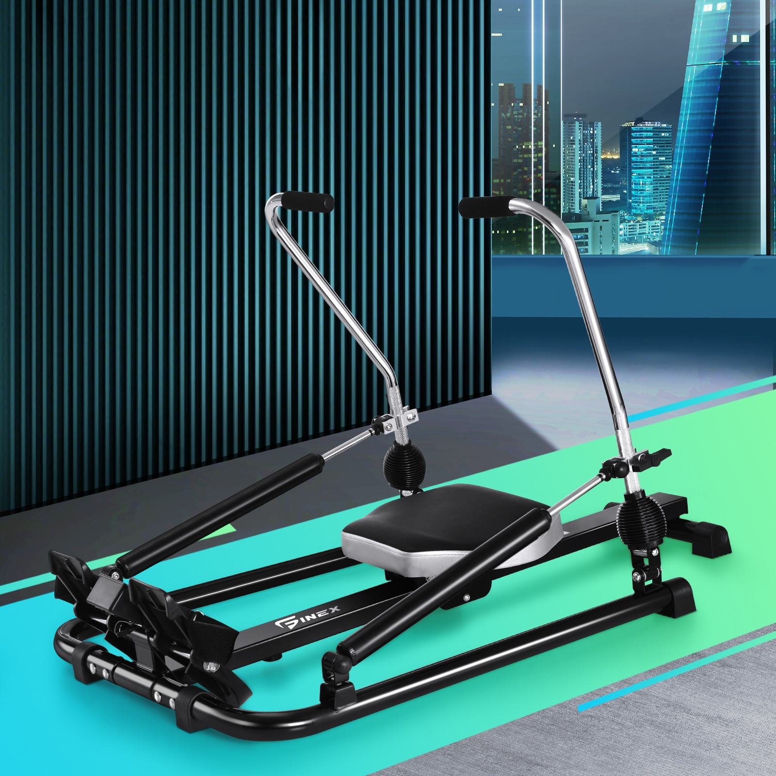 Finex Rowing Machine Rower Hydraulic Resistance Exercise Fitness Gym Cardio Australia