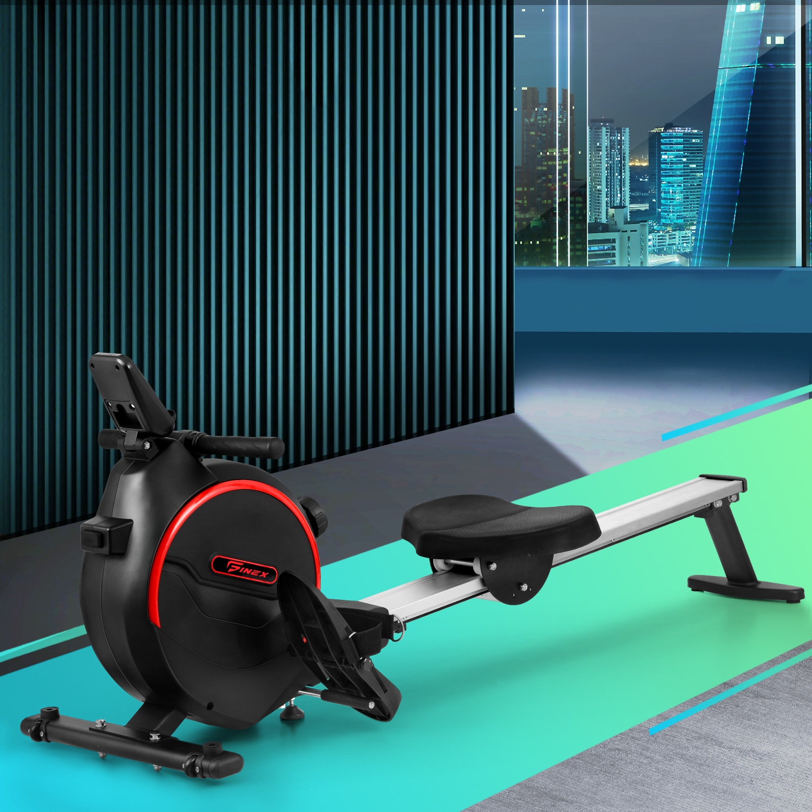 Finex Rowing Machine Rower Magnetic Resistance Fitness Home Gym Cardio 16-Level Australia