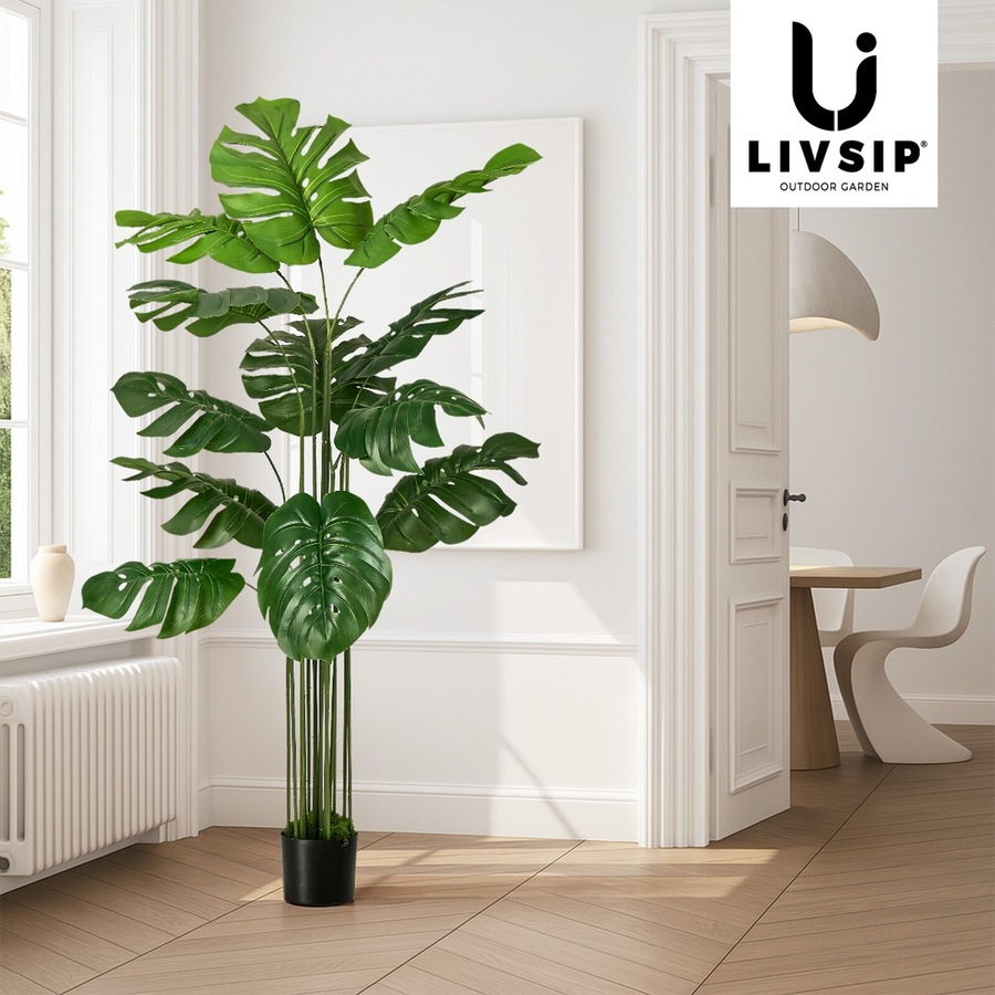 Buy Livsip 150cm Artificial Monstera Deliciosa Plant Fake Tropical Tree  Home Garden Decor - Everyday Rewards Shop