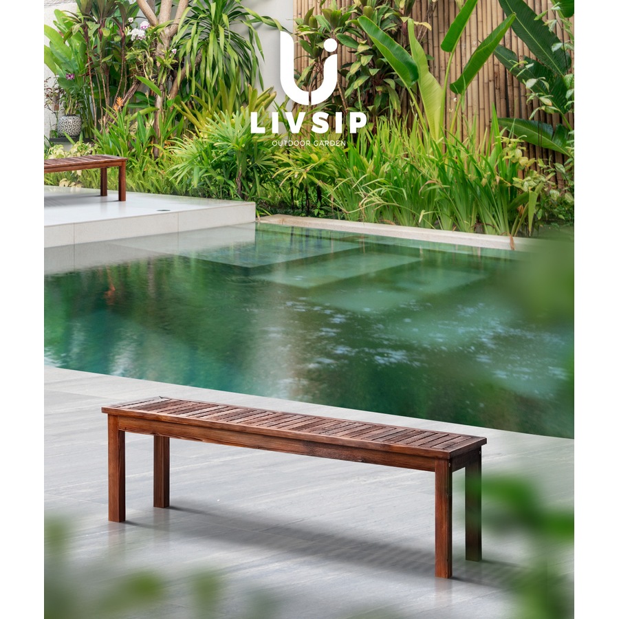 Livsip 150cm Garden Bench Outdoor Wood Patio Furniture Dining Chair Slatted Seat