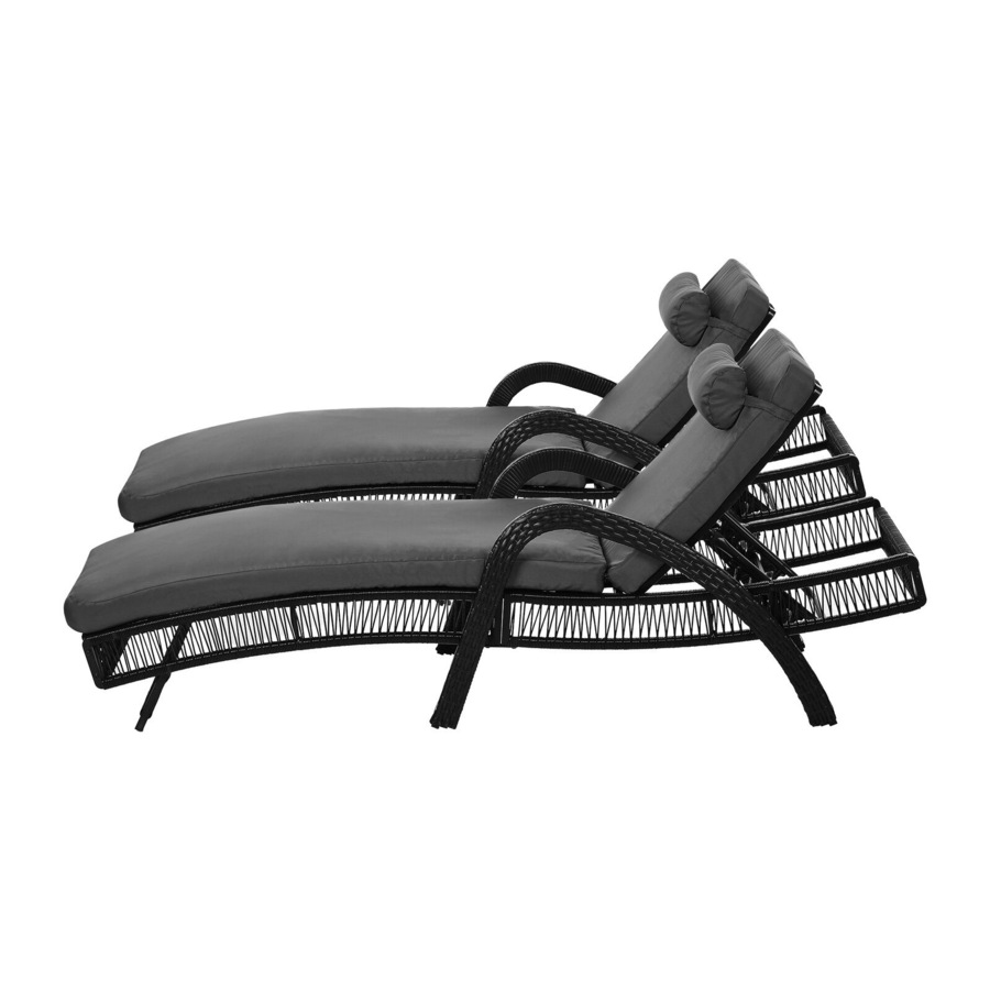 Livsip 2PCS Sun Lounge Wicker Lounger Day Bed Outdoor Furniture Grey