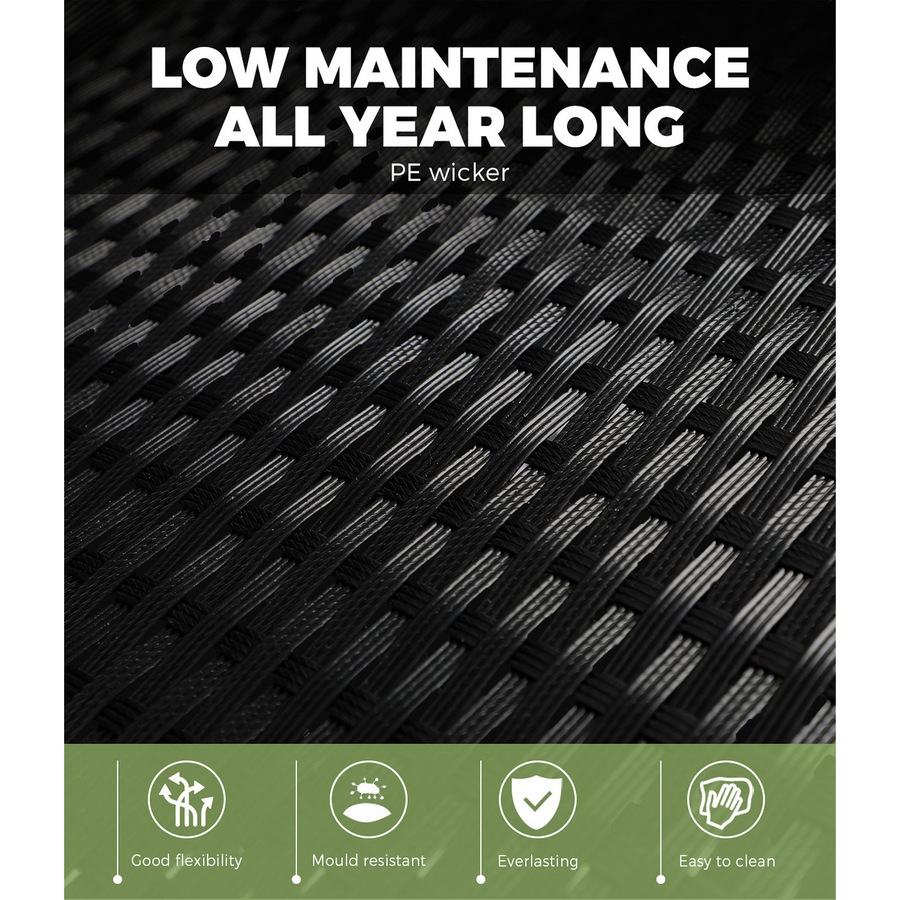 Livsip Sun Lounger Outdoor Lounge Wicker Outdoor Furniture Day Bed Cushion 2X