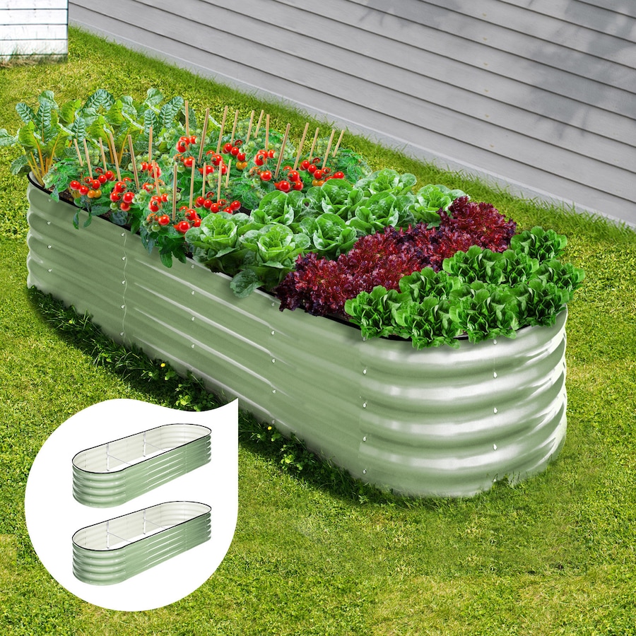Livsip 2x Garden Bed 240x80x42cm Planter Box Raised Container Galvanised Green