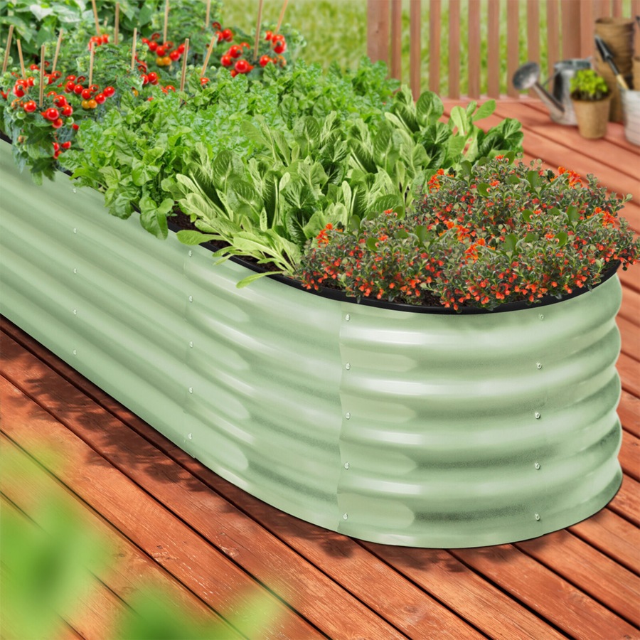 Livsip 2x Garden Bed 240x80x42cm Planter Box Raised Container Galvanised Green