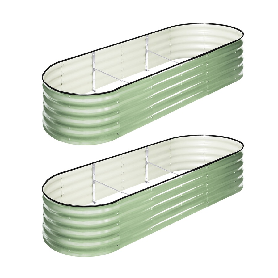 Livsip 2x Garden Bed 240x80x42cm Planter Box Raised Container Galvanised Green