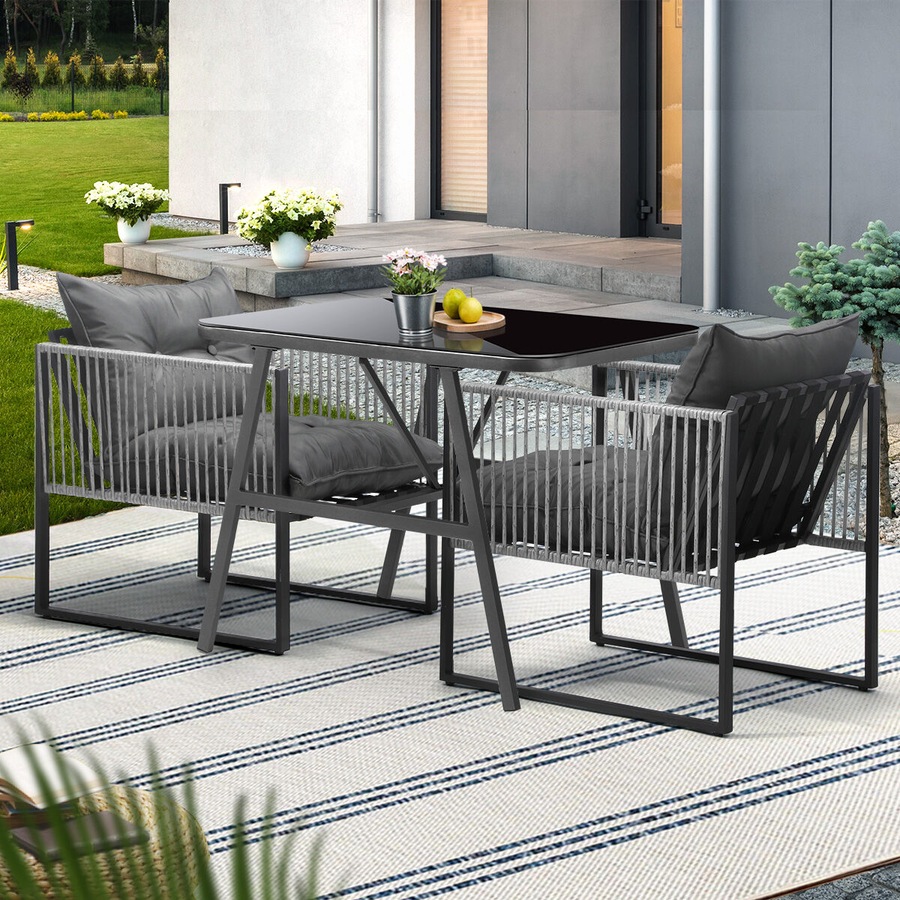 Livsip 3PCS Outdoor Dining Set Bistro Set Patio Furniture Garden Table Chairs