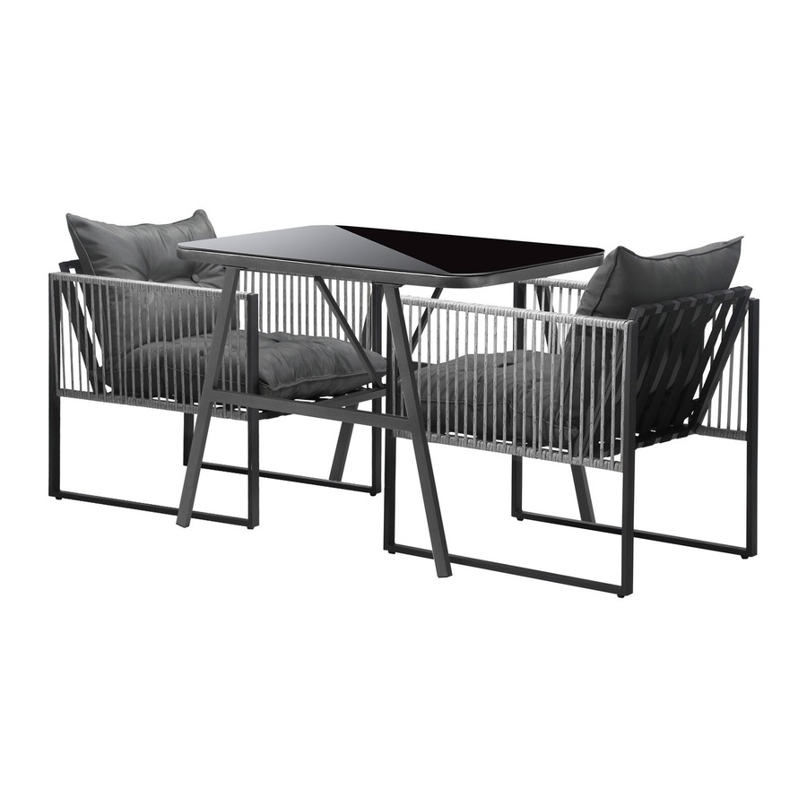 Livsip 3PCS Outdoor Dining Set Bistro Set Patio Furniture Garden Table Chairs