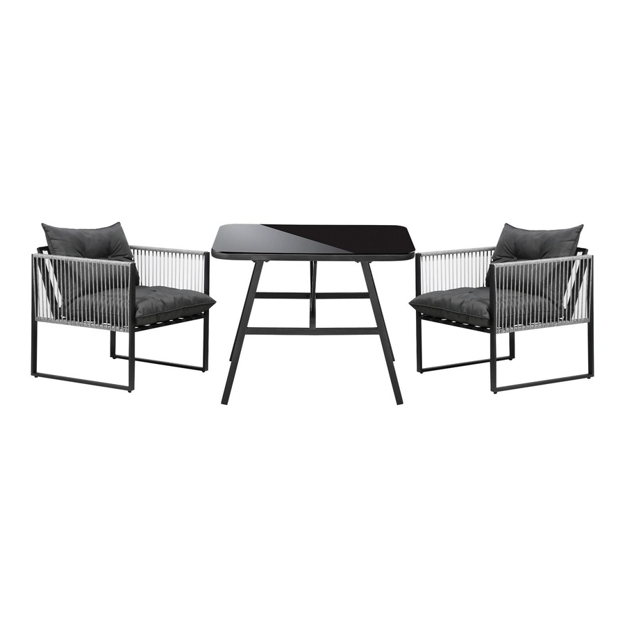 Livsip 3PCS Outdoor Dining Set Bistro Set Patio Furniture Garden Table Chairs