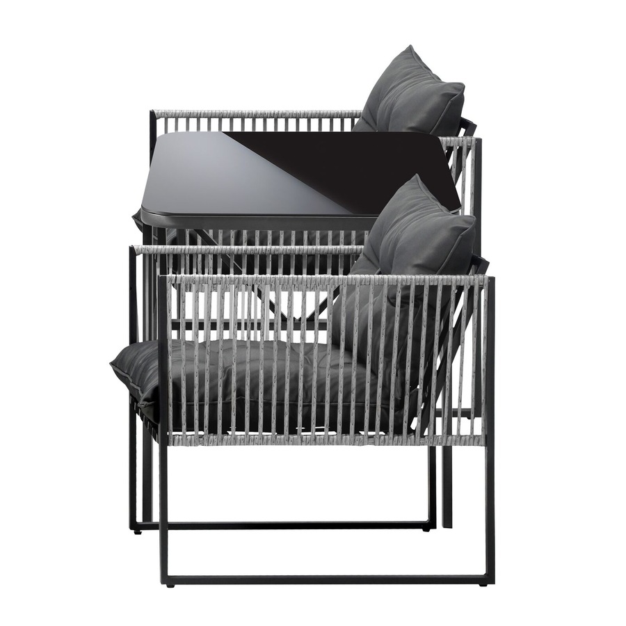 Livsip 3PCS Outdoor Dining Set Bistro Set Patio Furniture Garden Table Chairs