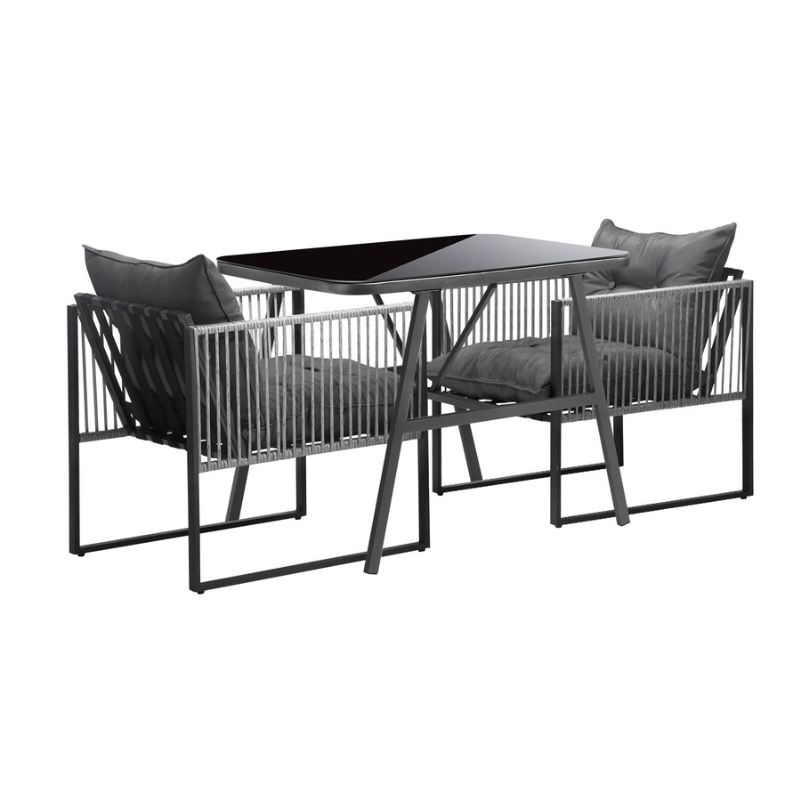 Livsip 3PCS Outdoor Dining Set Bistro Set Patio Furniture Garden Table Chairs