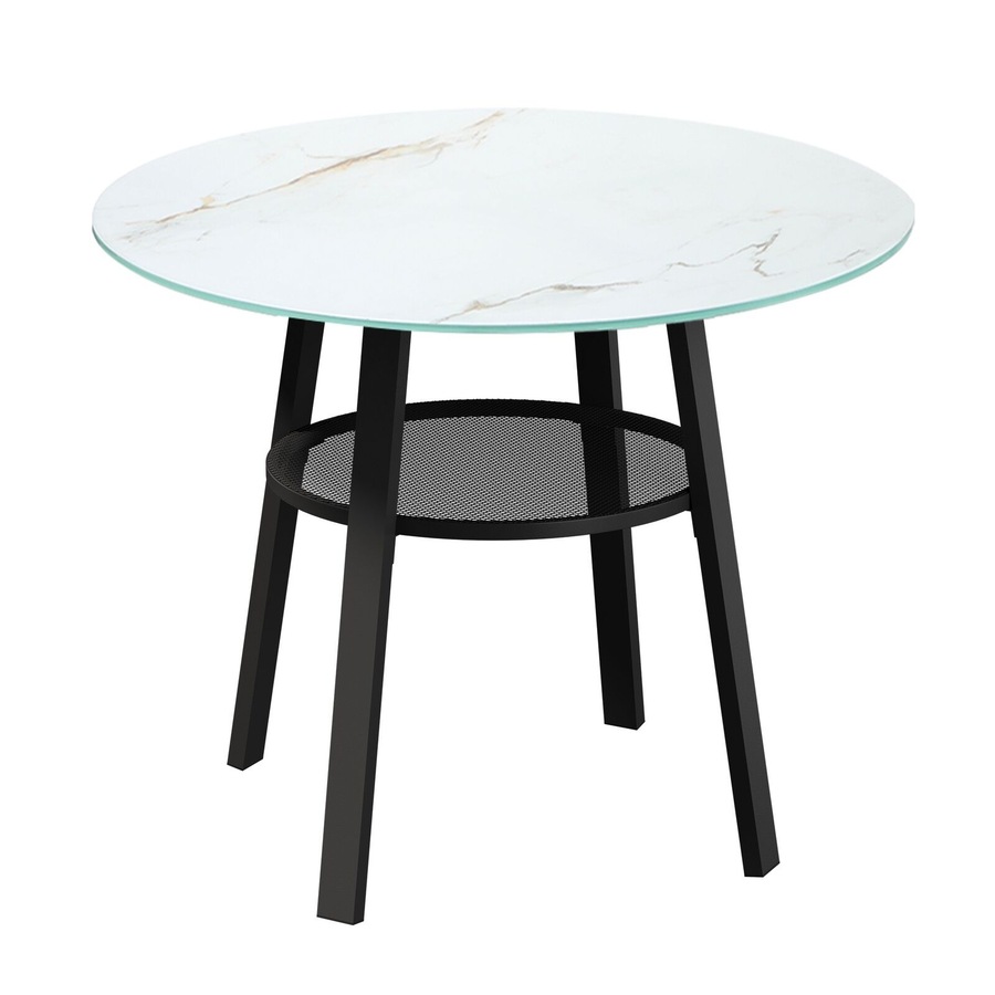 Livsip 3PCS Outdoor Dining Setting Marble-style Table Patio Furniture Bistro Set