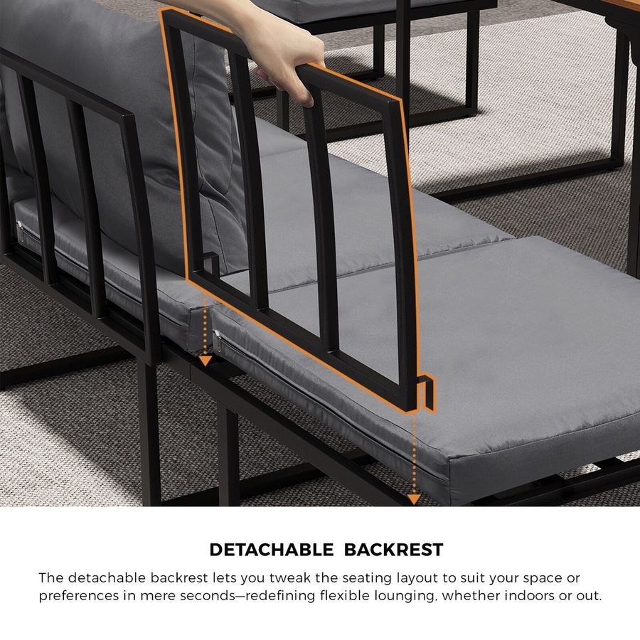 Livsip 6 Seater Outdoor Dining Set Sofa Lounge Furniture Patio Ottoman Grey