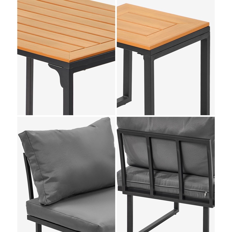 Livsip 6 Seater Outdoor Dining Set Sofa Lounge Furniture Patio Ottoman Grey