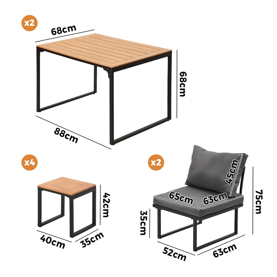 Livsip 6 Seater Outdoor Dining Set Sofa Lounge Furniture Patio Ottoman Grey