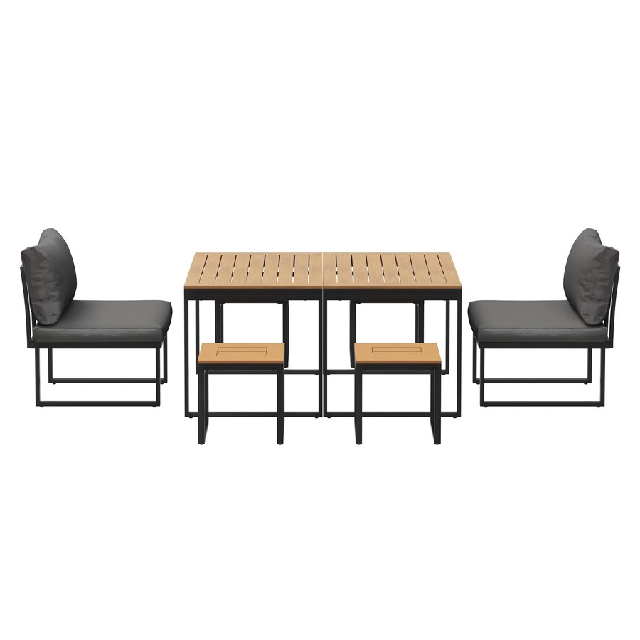 Livsip 6 Seater Outdoor Dining Set Sofa Lounge Furniture Patio Ottoman Grey