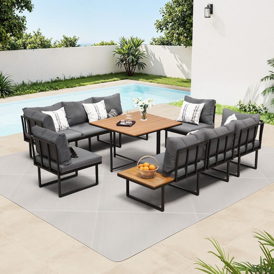 Livsip 8 Seater Outdoor Dining Sofa Set Lounge Setting Table Chair Garden Furniture