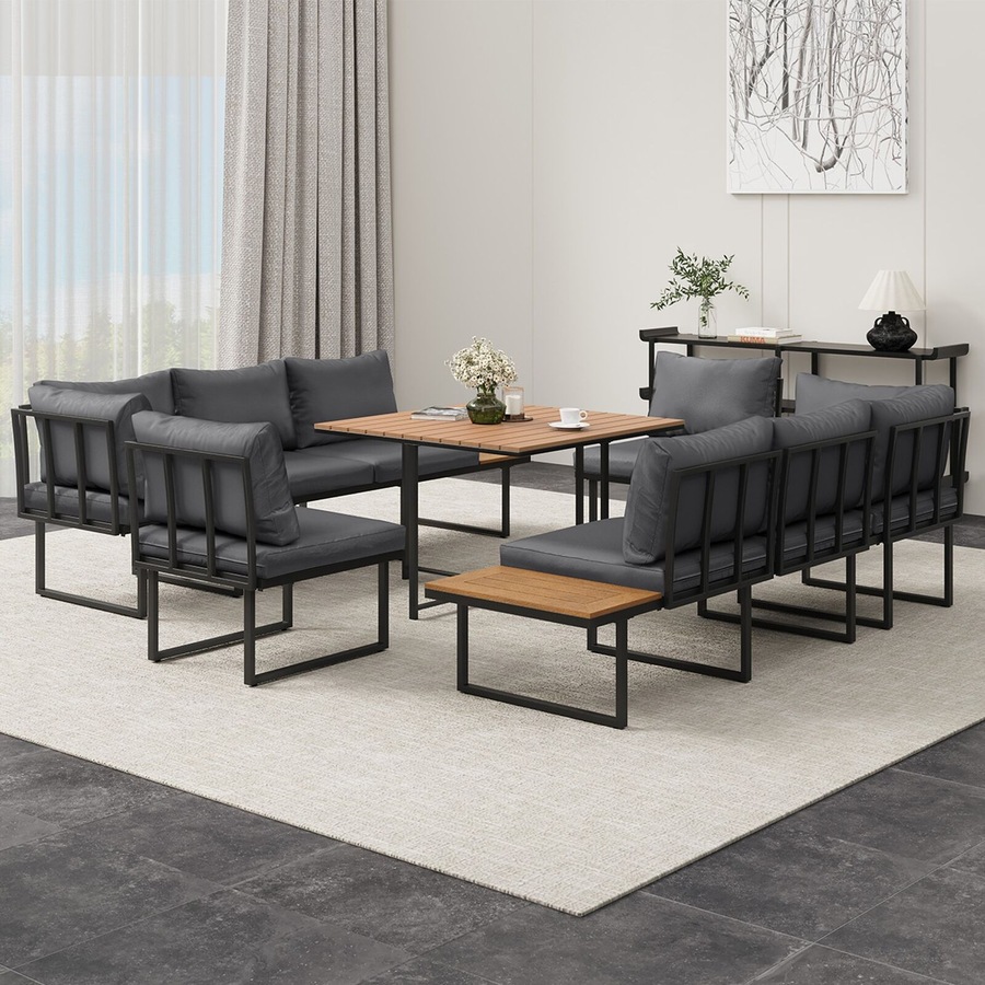 Livsip 8 Seater Outdoor Dining Sofa Set Lounge Setting Table Chair Garden Furniture