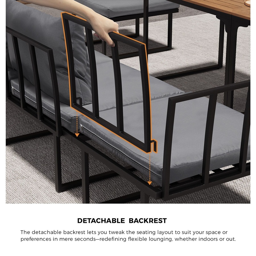 Livsip 8 Seater Outdoor Dining Sofa Set Lounge Setting Table Chair Garden Furniture