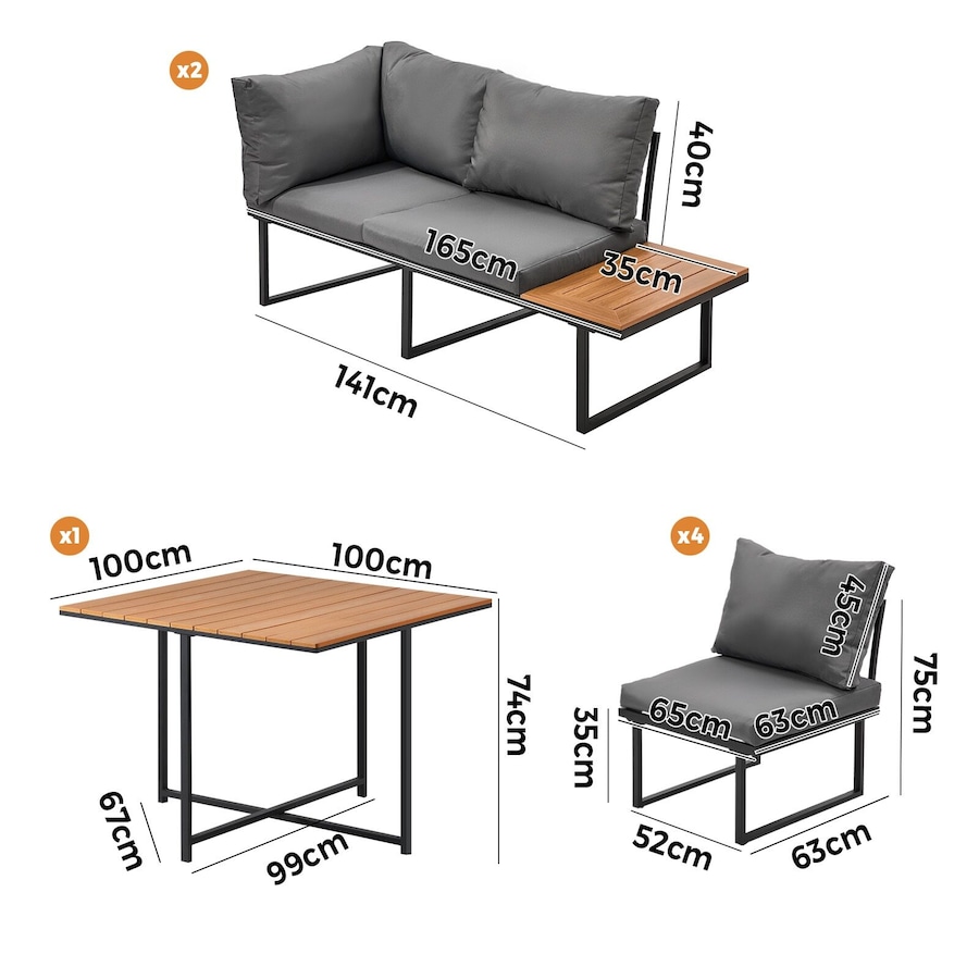 Livsip 8 Seater Outdoor Dining Sofa Set Lounge Setting Table Chair Garden Furniture