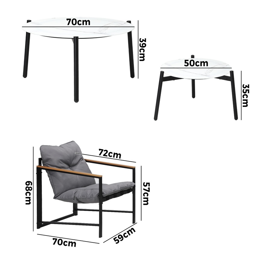 Livsip 6PC Outdoor Patio Furniture Set Round White Marble Table Sets