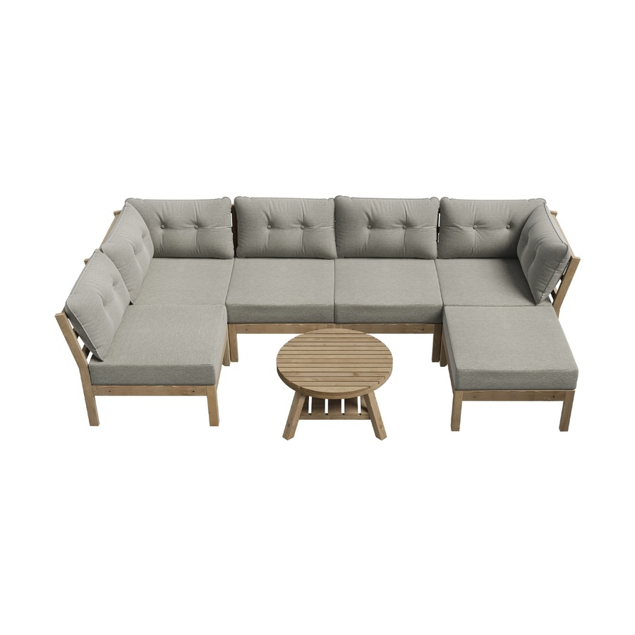 Livsip 7 Piece Outdoor Sofa Set 6-Seater Lounge Setting Garden Table Chairs Grey