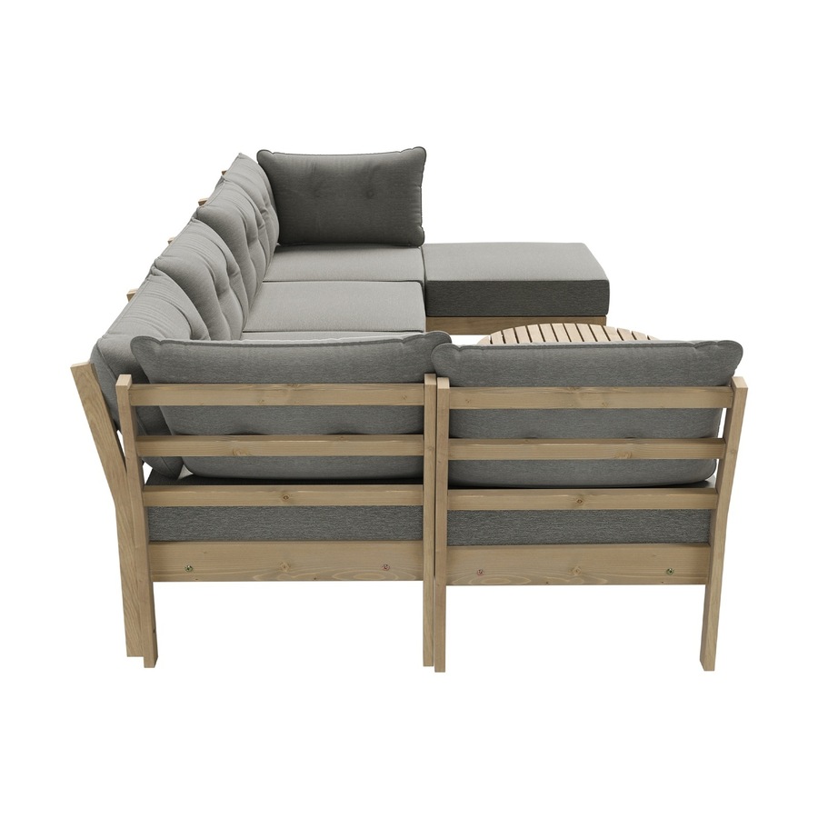 Livsip 7 Piece Outdoor Sofa Set 6-Seater Lounge Setting Garden Table Chairs Grey