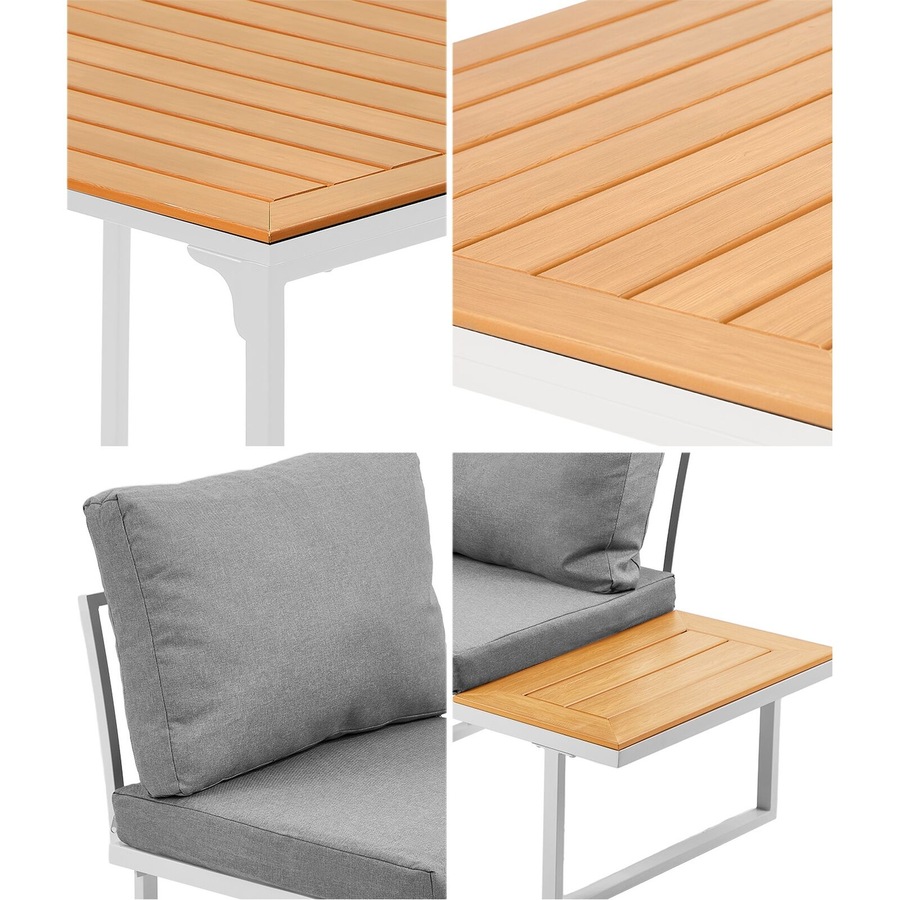 Livsip 8 Seater Outdoor Dining Sofa Set Lounge Setting Patio Garden Furniture with Side Table White