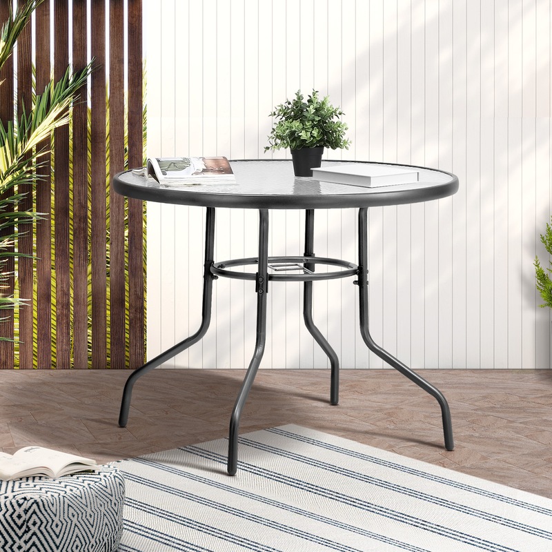 Buy Livsip 90cm Outdoor Dining Glass Table Round Patio Furniture Bistro