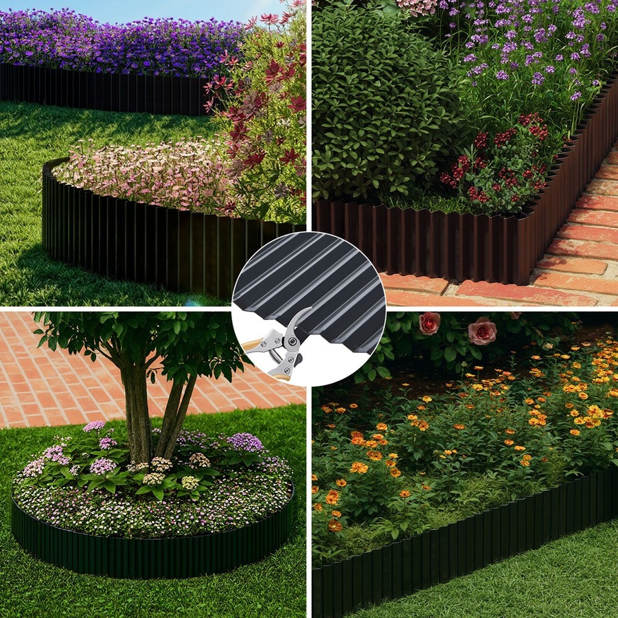 Livsip Garden Edging 20mx30cm Landscape Lawn Edge Border Steel Black