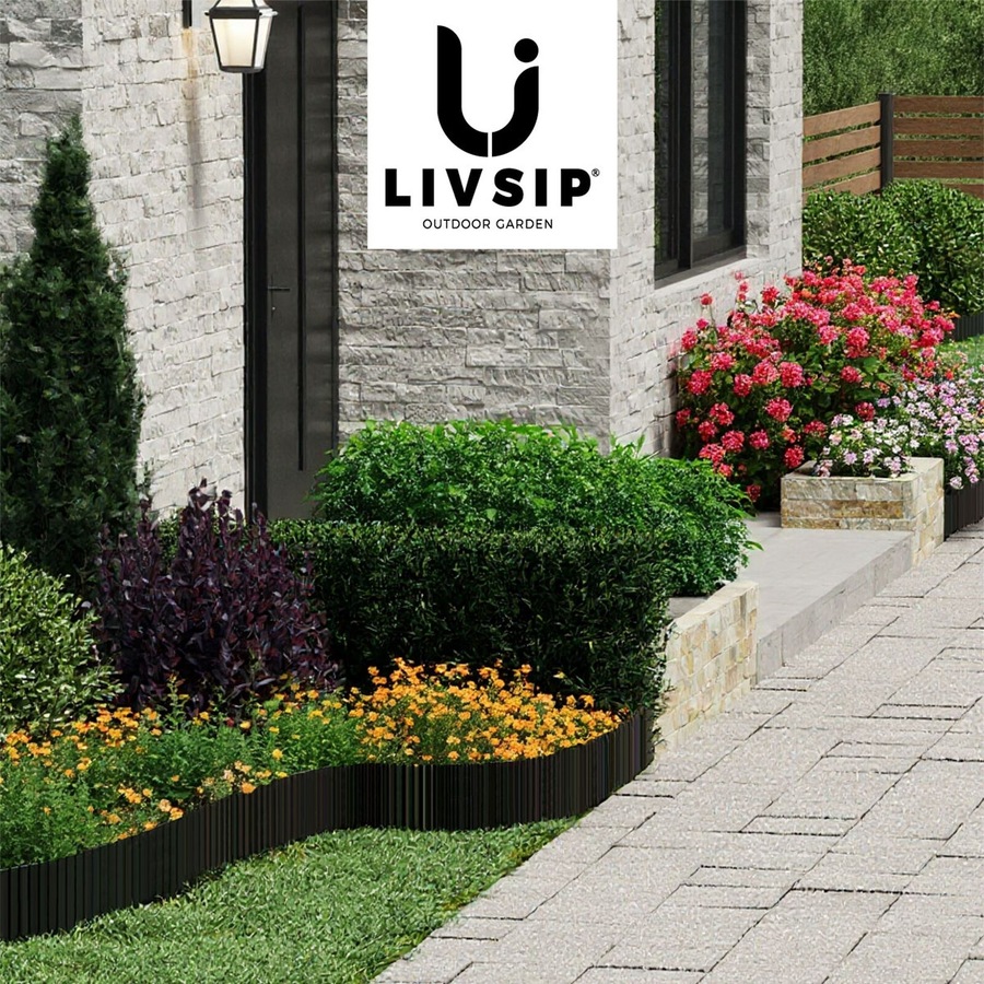 Livsip Garden Edging 20mx30cm Landscape Lawn Edge Border Steel Black