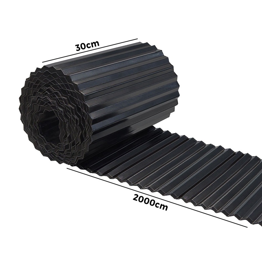 Livsip Garden Edging 20mx30cm Landscape Lawn Edge Border Steel Black