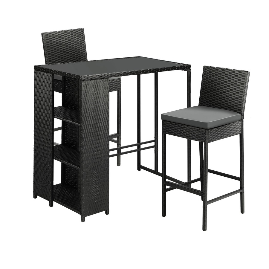 Livsip Outdoor Bar Set Table Stools 3-Piece Garden Furniture Dining Chairs Wicker Patio Setting