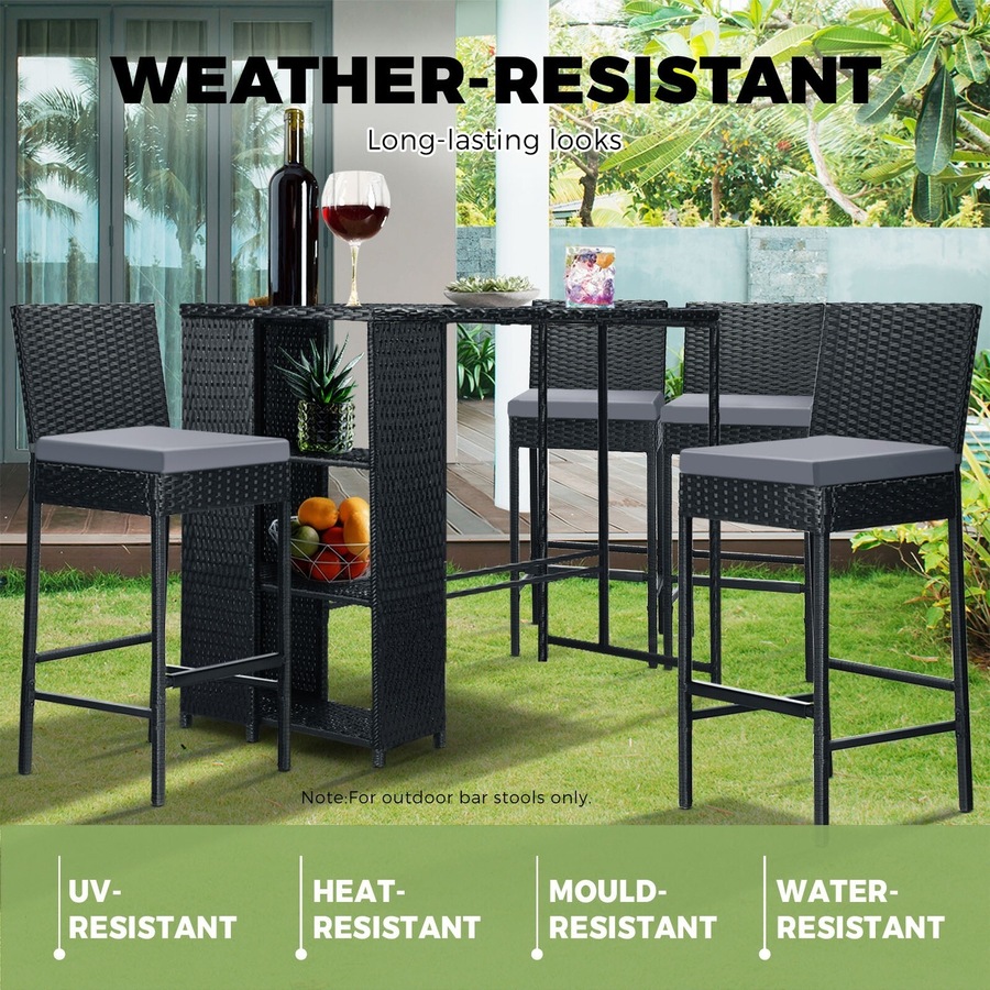 Livsip Outdoor Bar Stools Rattan Dining Chairs Bar Stools Furniture Patio Set of 4