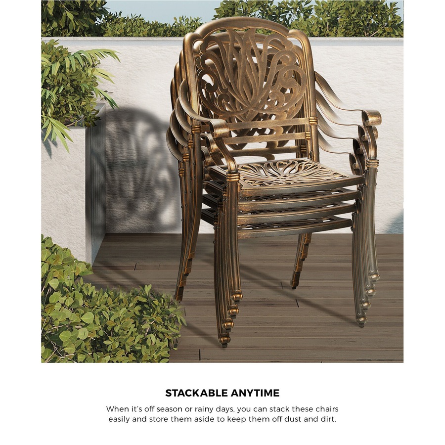 Livsip Outdoor Dining Chairs Set 6 Piece Bistro Set Cast Aluminum Patio Garden Furniture