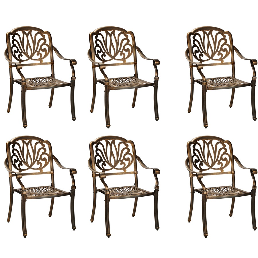 Livsip Outdoor Dining Chairs Set 6 Piece Bistro Set Cast Aluminum Patio Garden Furniture