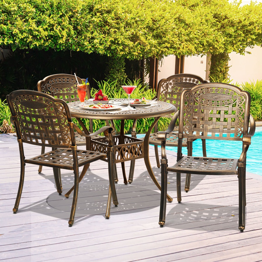 Livsip Outdoor Dining Set 5 Piece Table Chairs Setting Patio Outdoor Furniture